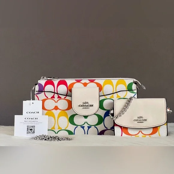 C4697 - Coach Poppy Crossbody in Rainbow Signature Canvas - Picture 14 of 15